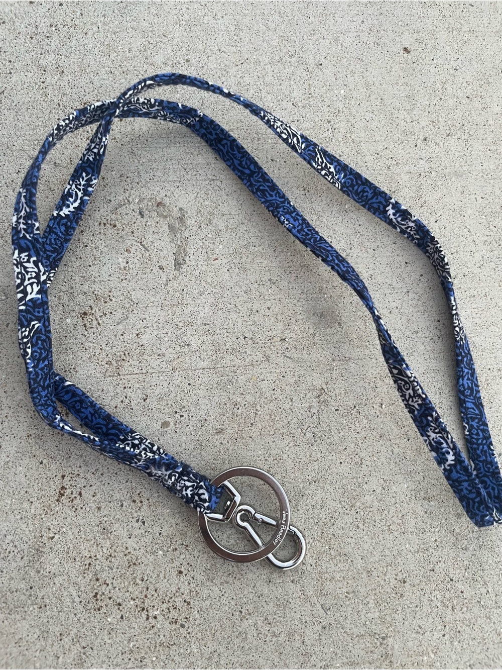 Vera Bradley Blue Patterned Lanyard with Silver Keyring